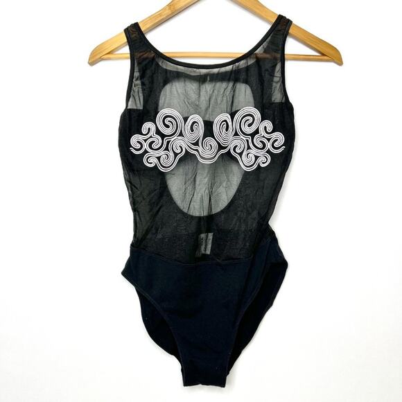 Vintage Yaz Wear Newport News Black Sheer Bodysuit Small - Picture 6 of 14